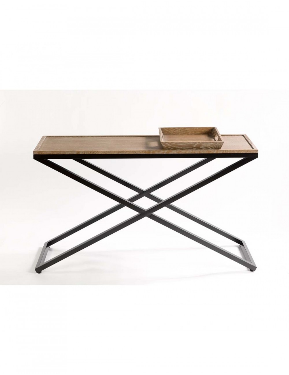 Consola de Roble Envejecido y Metal