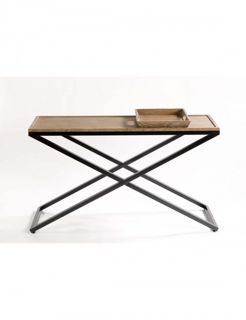 Consola de Roble Envejecido y Metal