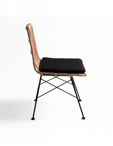Silla de Ratán Sintético sin Brazos, vista Lateral