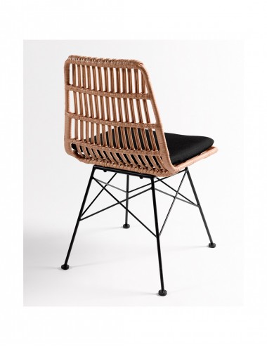 Silla de Ratán Sintético sin Brazos, vista Posterior