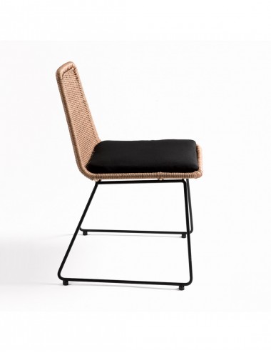 Silla de Ratán Sintético sin Brazos de Rejilla, vista Lateral