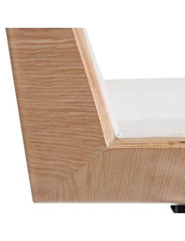 Sillón de Escritorio en Natural y polipiel Blanco, detalle Asiento