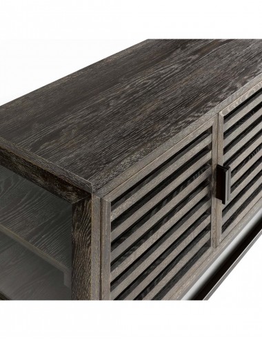 Aparador de Roble Grisaceo y Metal, detalle Lateral