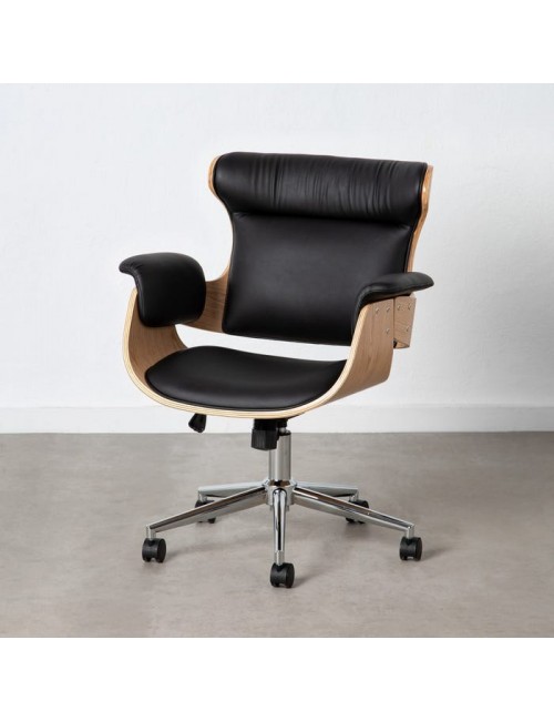 Sillón Escritorio en Natural y Negro Simil Piel