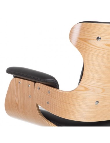 Sillón Escritorio en Natural y Negro Simil Piel, detalle Brazo exterior