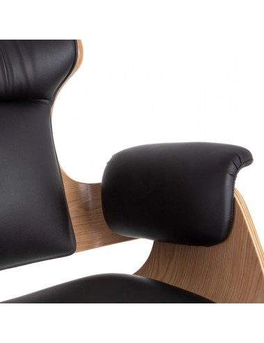 Sillón Escritorio en Natural y Negro Simil Piel, detalle Brazo interior