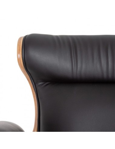 Sillón Escritorio en Natural y Negro Simil Piel, detalle  Respaldo