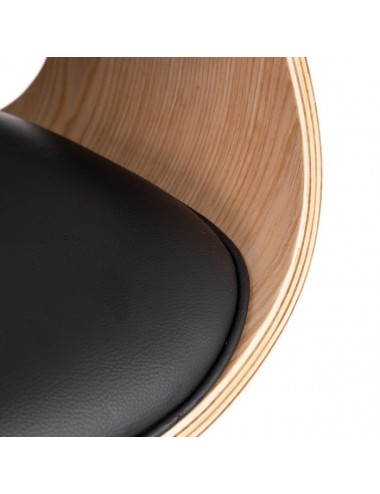 Sillón Escritorio en Natural y Negro Simil Piel, detalle Asiento interior