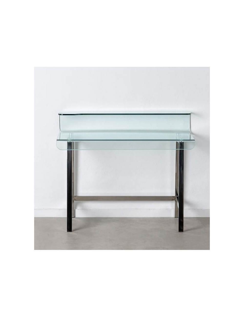 Escritorio Transparente Pastas  Acero negras