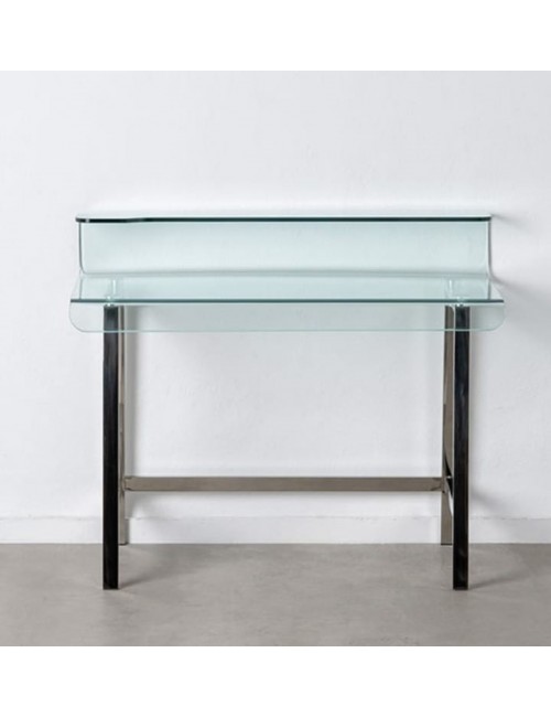 Escritorio Transparente Pastas  Acero negras