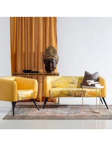 Sofá de Terciopelo Estampado color Amarillo