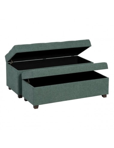 Set de Dos Baúles en Tejido y Madera color Verde, imagen 3