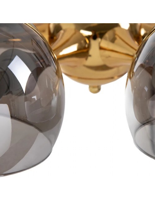 Lámpara de Techo en Metal Dorado y bolas de Cristal