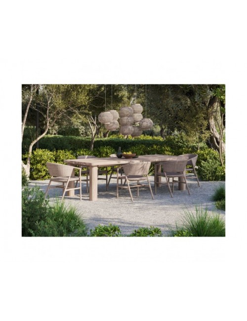 SILLA DE TECA COLOR NATURAL CON RESPALDO DE RESINA 56x60,5x78 CM