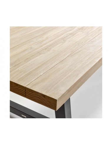 MESA DE TECA ENVEJECIDA Y PATAS DE METAL COLOR GRAFITO 240 X 100 CM