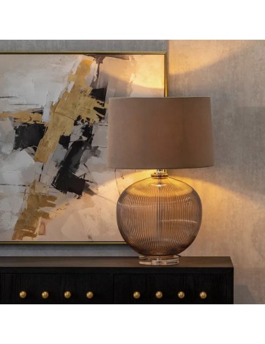 LÁMPARA DE MESA EN CRISTAL Y METAL 43 X 43 X 66 CM