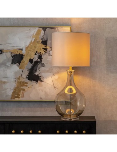 LÁMPARA DE MESA EN CRISTAL Y METAL  39 X 39 X 89 CM