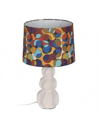 LÁMPARA DE MESA PIE DE CERÁMICA BLANCO PANTALLA MULTICOLOR  36,50 X 36,50 X 60 CM