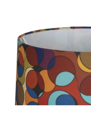 LÁMPARA DE MESA PIE DE CERÁMICA BLANCO PANTALLA MULTICOLOR  36,50 X 36,50 X 60 CM